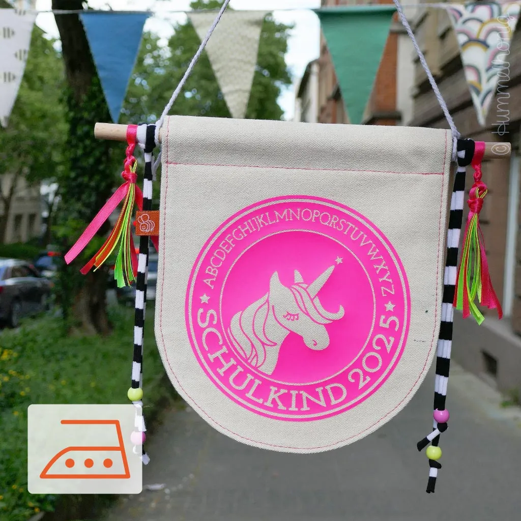 Bügelbild Schulkind Einhorn 2025